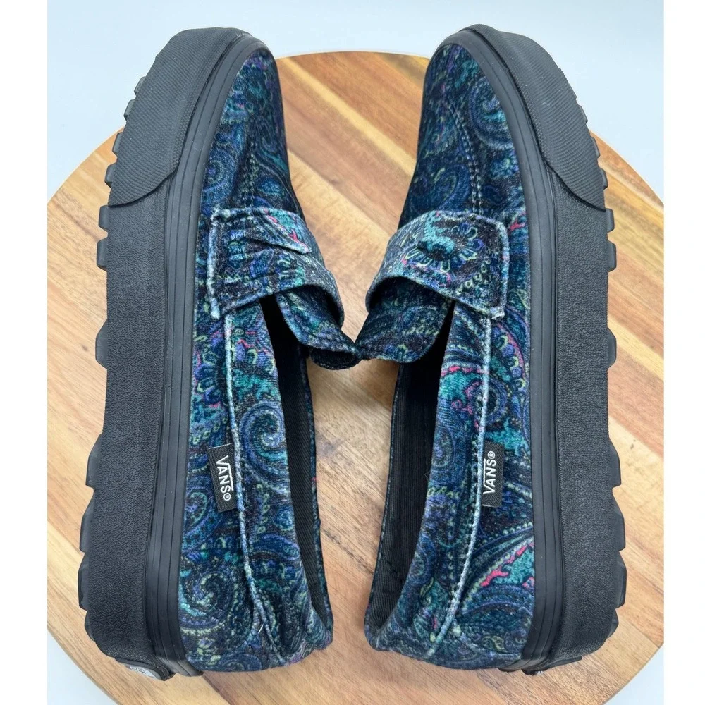 Vans Style 53 DX Anaheim Factory Velvet‎ Paisley Loafers Blue Green  0474
